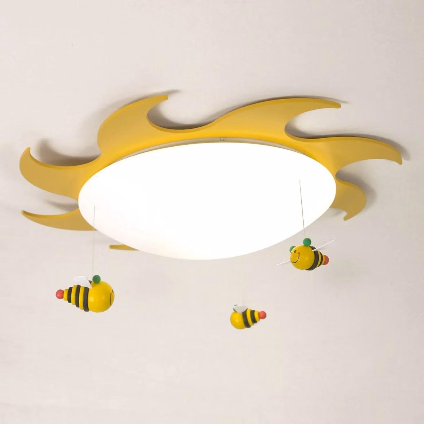 Niermann Standby Plafoniera Sum, Giallo / Arancione, Cameretta, Legno, Plafoniera