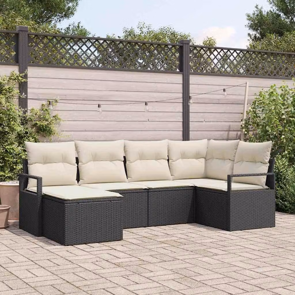 Maison Exclusive - Set di divani da esterno, 6 pezzi, colore nero [Materiale sintetico]: rattan sintetico