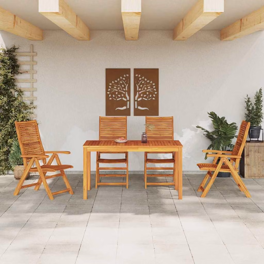 Maison Exclusive - Set da pranzo per esterno, 5 pezzi, legno massello di acacia, color marrone