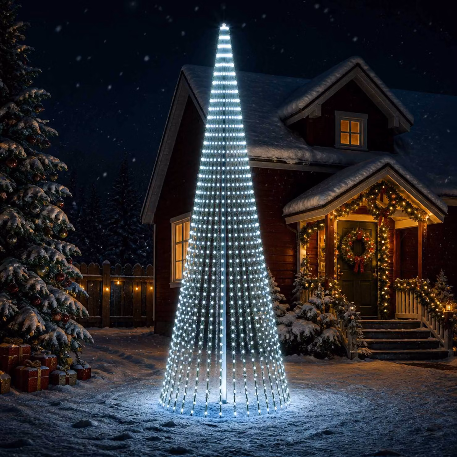 vidaXL Albero di Natale LED 470 cm 1504 LED Bianco freddo Acciaio
