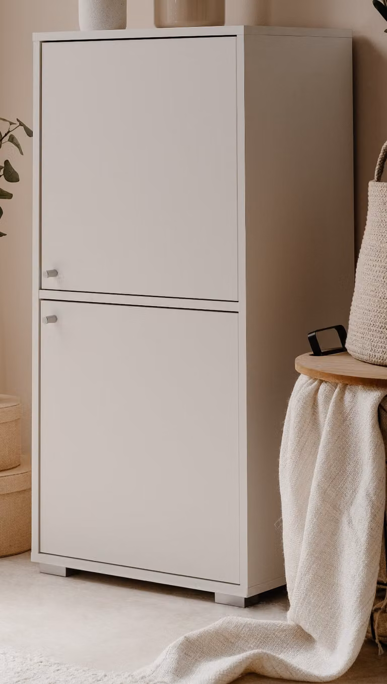 Cassettiera "Fidan" in bianco Armadio a 2 ante 46 x 97 cm