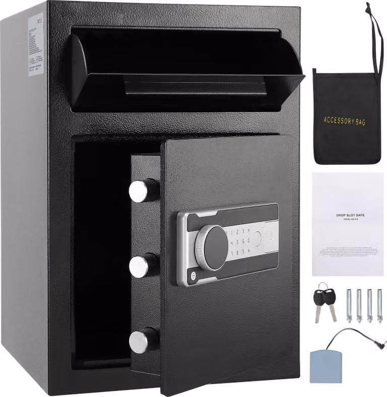 SucceBuy 2.5 Cub Depository Safe, cassetta di sicurezza con apertura a fessura, serratura elettronica a codice e 2 chiavi, 51,4 cm x 35,5 cm x 35,5 cm, per contanti e posta, per casa, hotel e ufficio