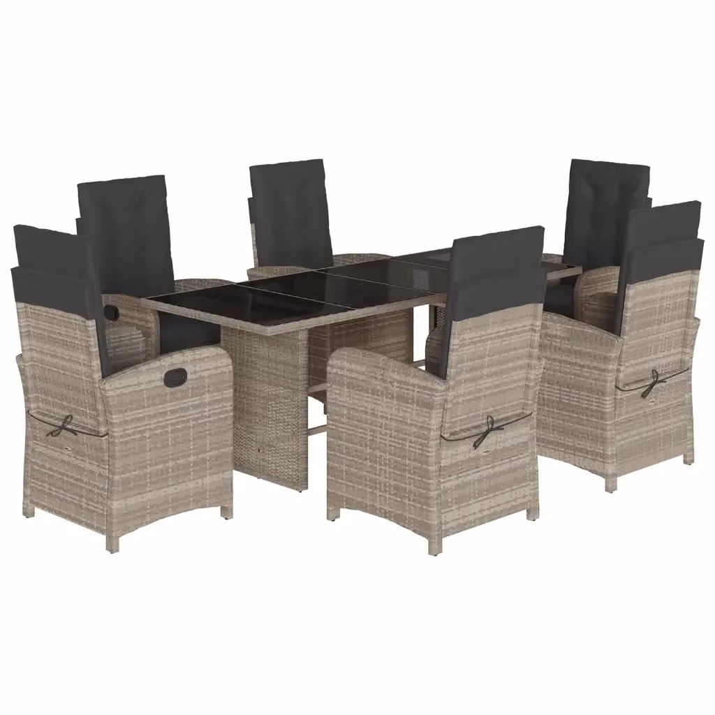Set da pranzo da giardino vidaXL in polyrattan con piano in vetro, 7 pezzi, antracite – 2