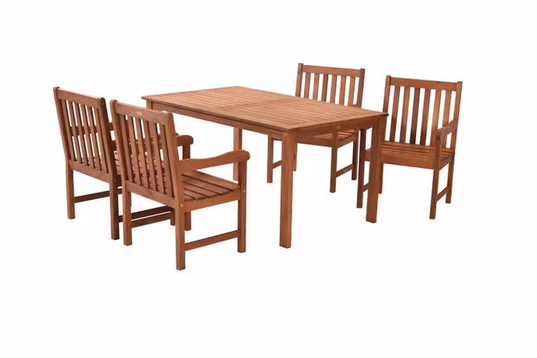 Set di mobili da giardino Merxx Santos 5 pezzi, 4 poltrone, 1 tavolo 150 x 90 cm - Eucalipto