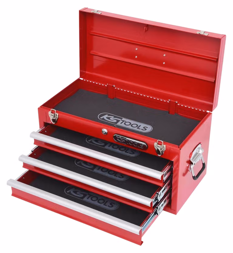 KS TOOLS Cassetta degli attrezzi con 3 cassetti - rosso, L508xH255xL303mm - 891.0003