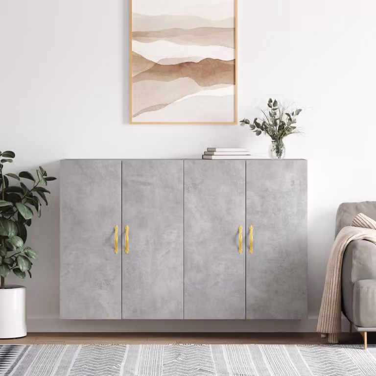 Set di 2 mobili a parete moderni vidaXL in legno MDF grigio opaco L/P/H: 69,5 x 34 x 90 cm