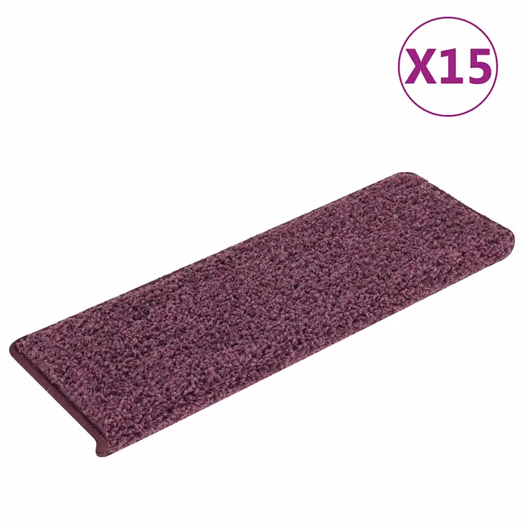 vidaXL Tappetini per scale 15 pz 65x21x4 cm Viola scuro