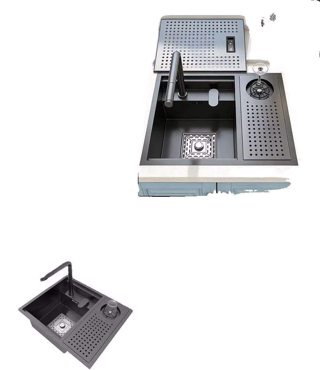 Lavello da cucina, acciaio inossidabile, vasca singola, modello Set-5545CM-XF