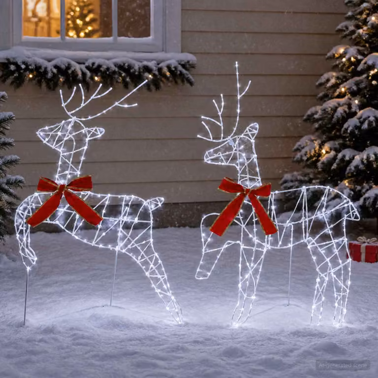 vidaXL Renna di Natale 2 pz 90 LED Bianco freddo 43 x 19 x 65 cm