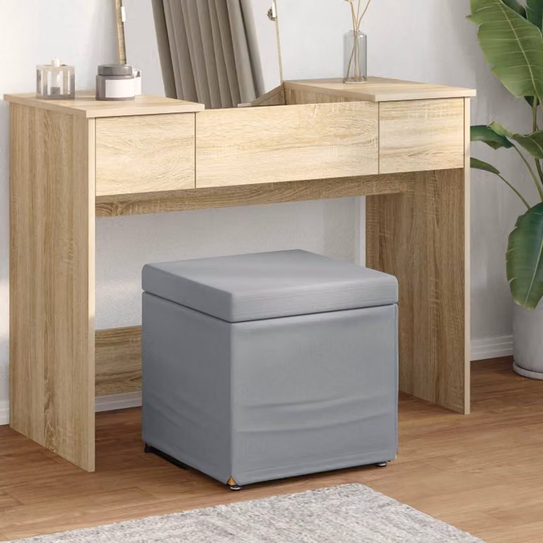Pouf vidaXL Grigio con struttura in legno e rivestimento in tessuto, L 41 x P 41 x H 40 cm