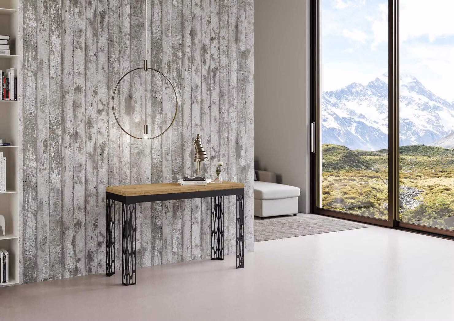 ITAMOBY - Tavolo apribile 120/200x45/90 cm Ghibli Double quercia natura telaio antracite