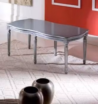 Tavolino laccato argento da salotto in legno con fregi - Mobili 2G