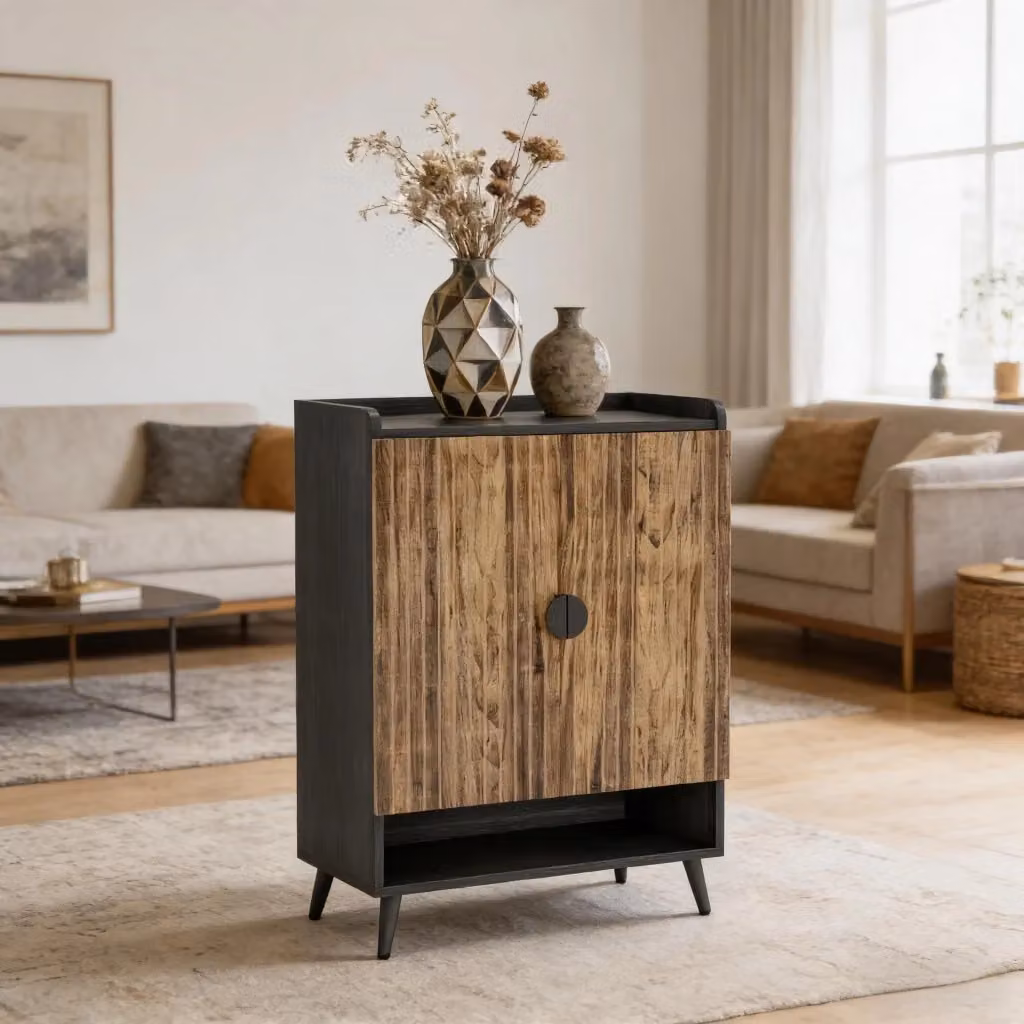 Scarpiera moderna Mivray con 2 ante e ripiani regolabili, disponibile in nero o marrone, L: 75.9 cm, P: 37.1 cm, H: 109.9 cm – 2