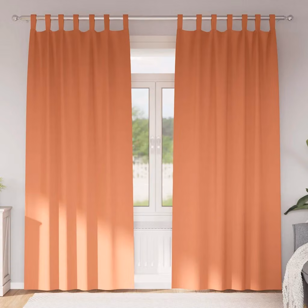 Set di 2 tende blackout vidaXL con anelli in poliestere, colore terracotta, L: 140 cm x H: 260 cm