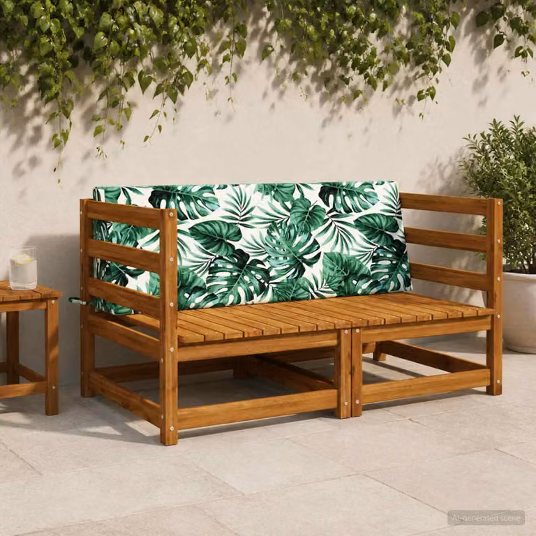 Cuscino schienale vidaXL SOEST con motivo a foglie verde, rivestimento lavabile e resistente ai raggi UV, L 120 x H 20 cm