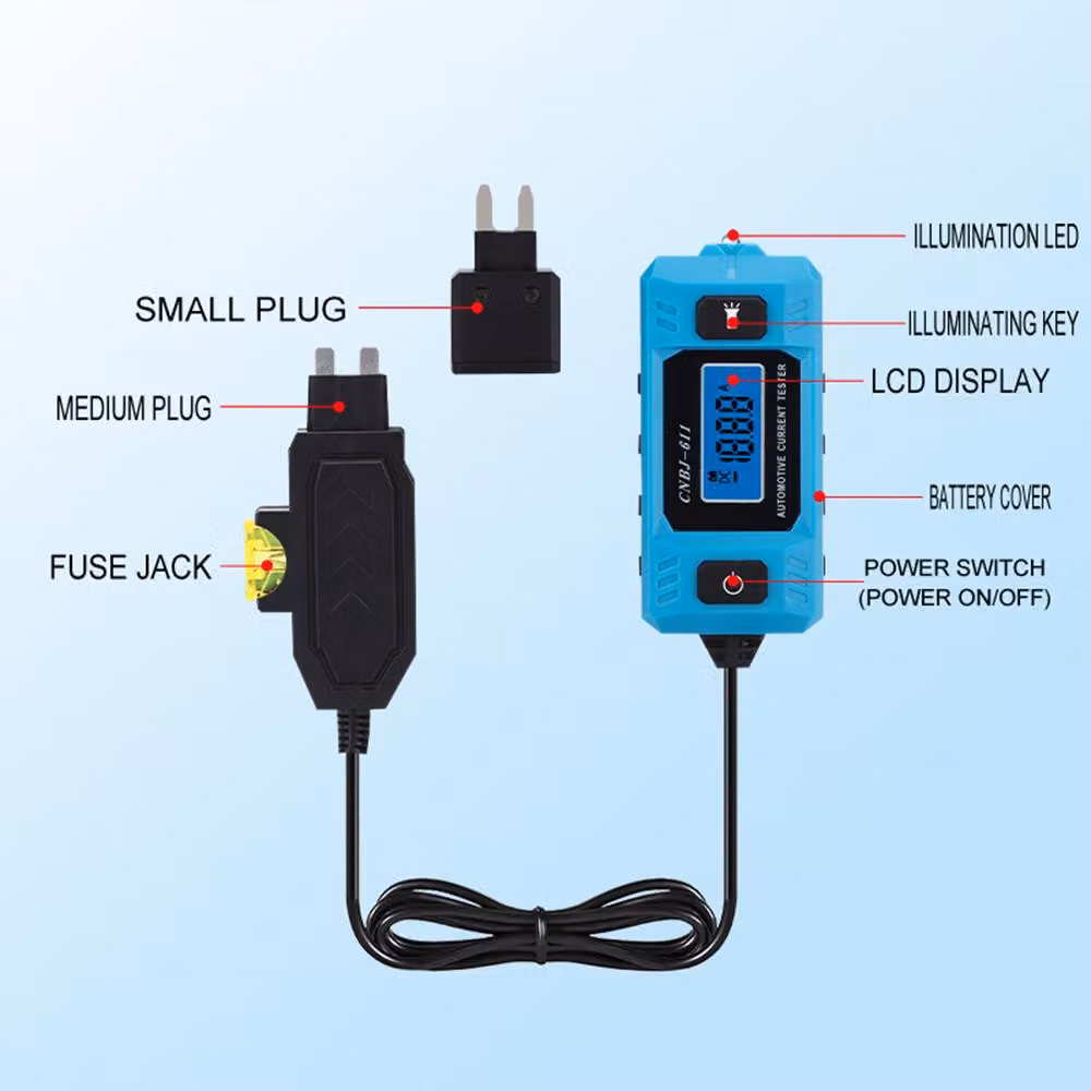 Tester elettrico per auto con retroilluminazione, display LCD, luce LED, strumento di misura per auto per il rilevamento