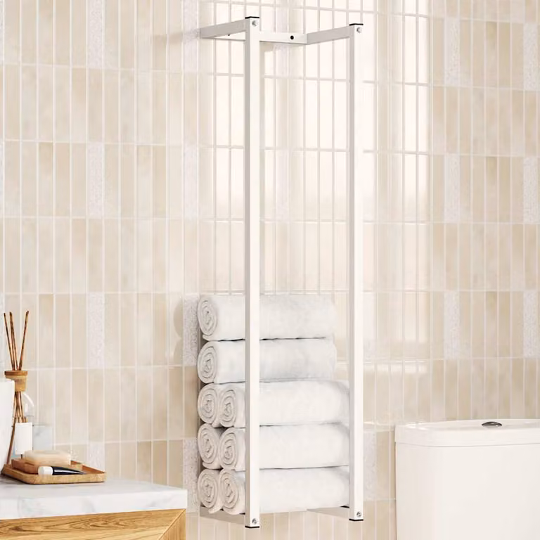 Portasciugamani a terra vidaXL in acciaio bianco L 25 cm x P 20 cm x H 95 cm
