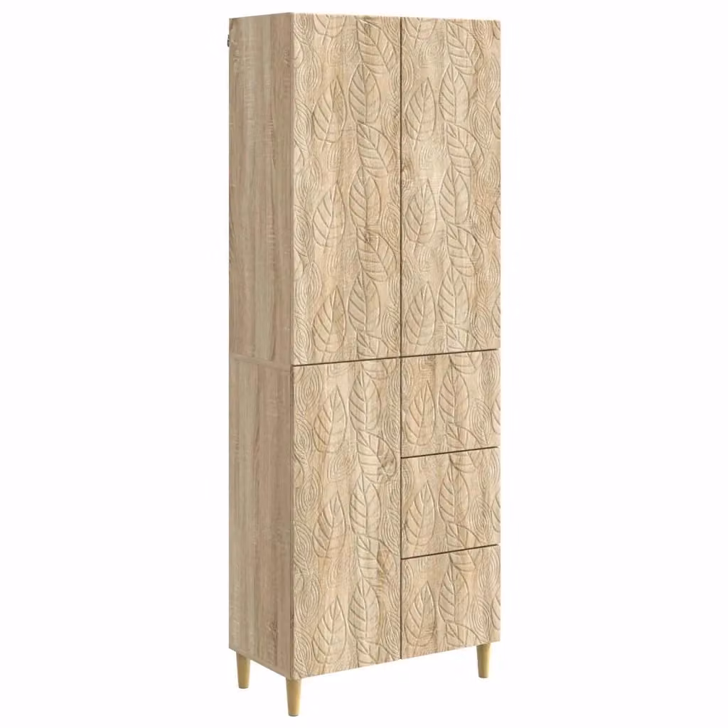 Set di 2 mobili vidaXL in legno MDF color rovere e beige con ante a battente per soggiorno o giardino – 2