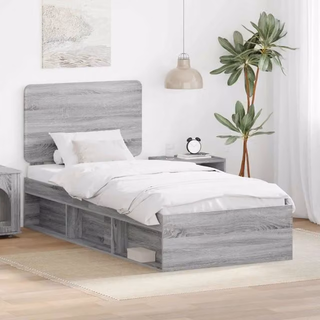 Struttura letto Sonoma vidaXL in pino massello grigio 100 x 200 cm