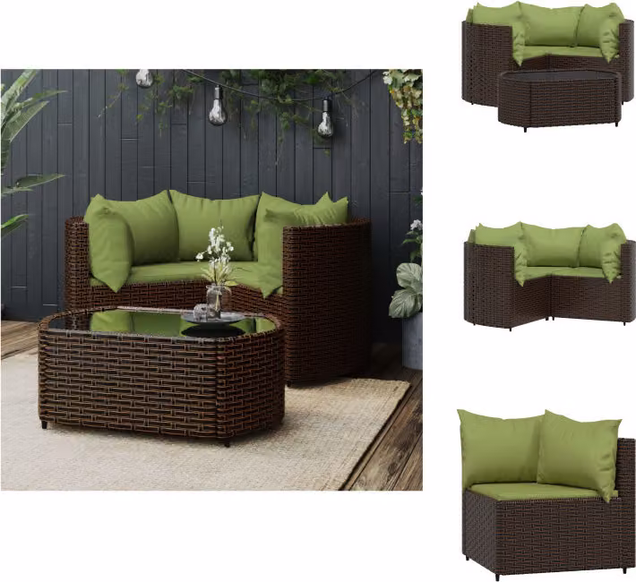 vidaXL Set 4 pezzi da giardino con cuscini in poly rattan marrone - Set di mobili da giardino