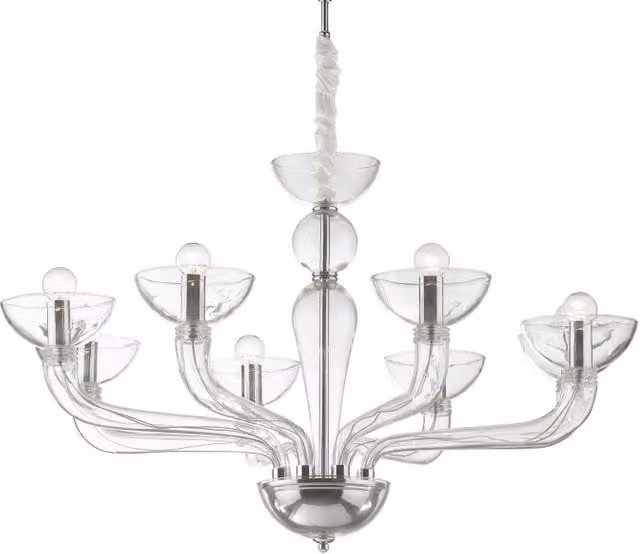 Lampada A Sospensione Casanova Sp8 Ideal-Lux Trasparente e Cromo