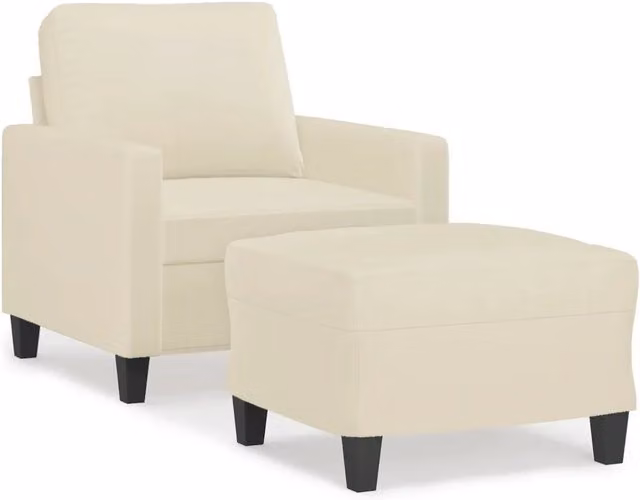 Poltrona | Sedia Relax con Poggiapiedi Crema 60 cm in Similpelle