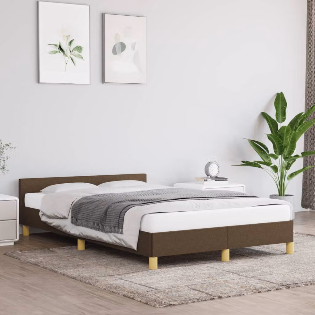 vidaXL Giroletto senza Materasso Marrone Scuro in Tessuto e Legno L/P/H: 80 x 200 cm