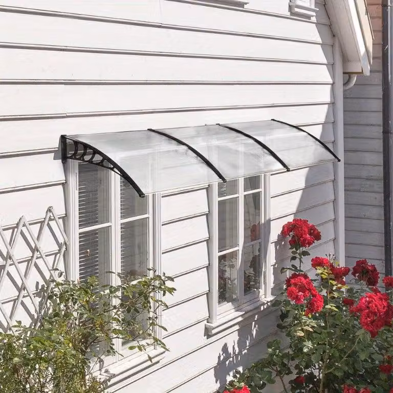 Tenda da porta in policarbonato – Copertura trasparente per porta con protezione UV – 90x295 cm – Grigio
