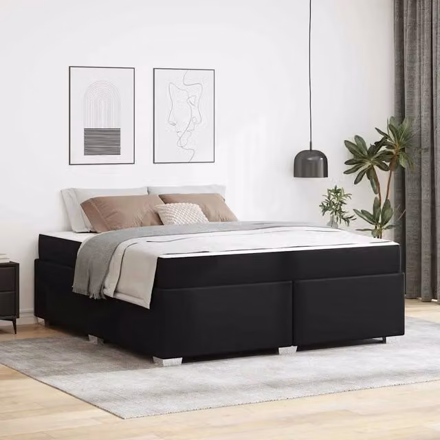 Letto moderno vidaXL in ecopelle nero con doghe in legno L: 181 cm, P: 201,5 cm, H: 280 cm – 1