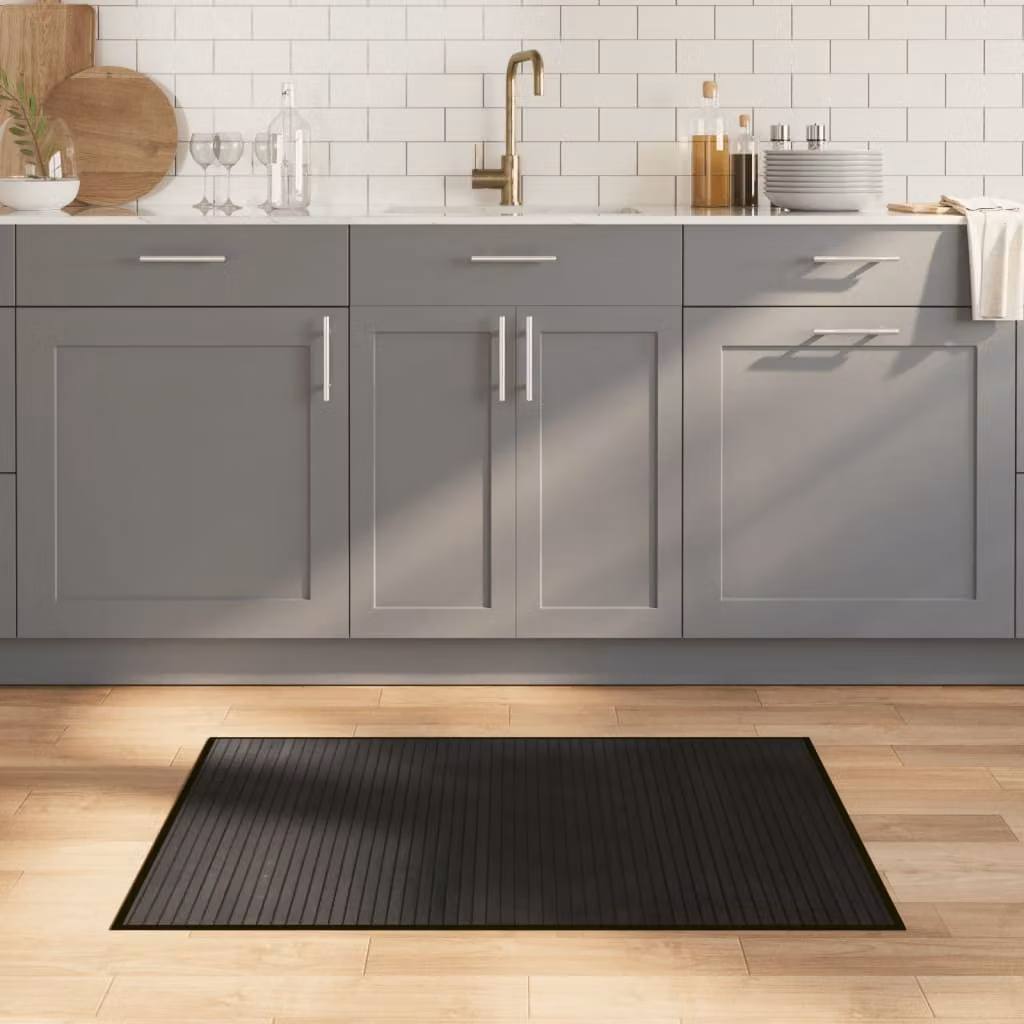 Tappeto rettangolare moderno vidaXL nero in bambù e polipropilene, L 70 cm x P 100 cm