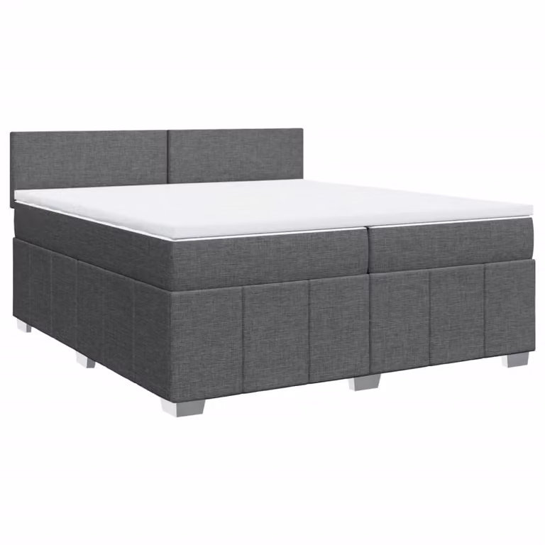 Giroletto a Molle con Materasso Grigio Scuro 200x200 cm Tessuto