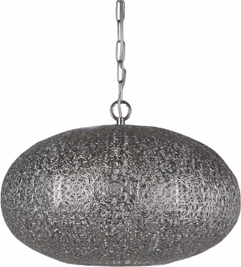 Lampada a sospensione in metallo Ø 39 cm rotondo H: max. 120 cm nichel lucido E27