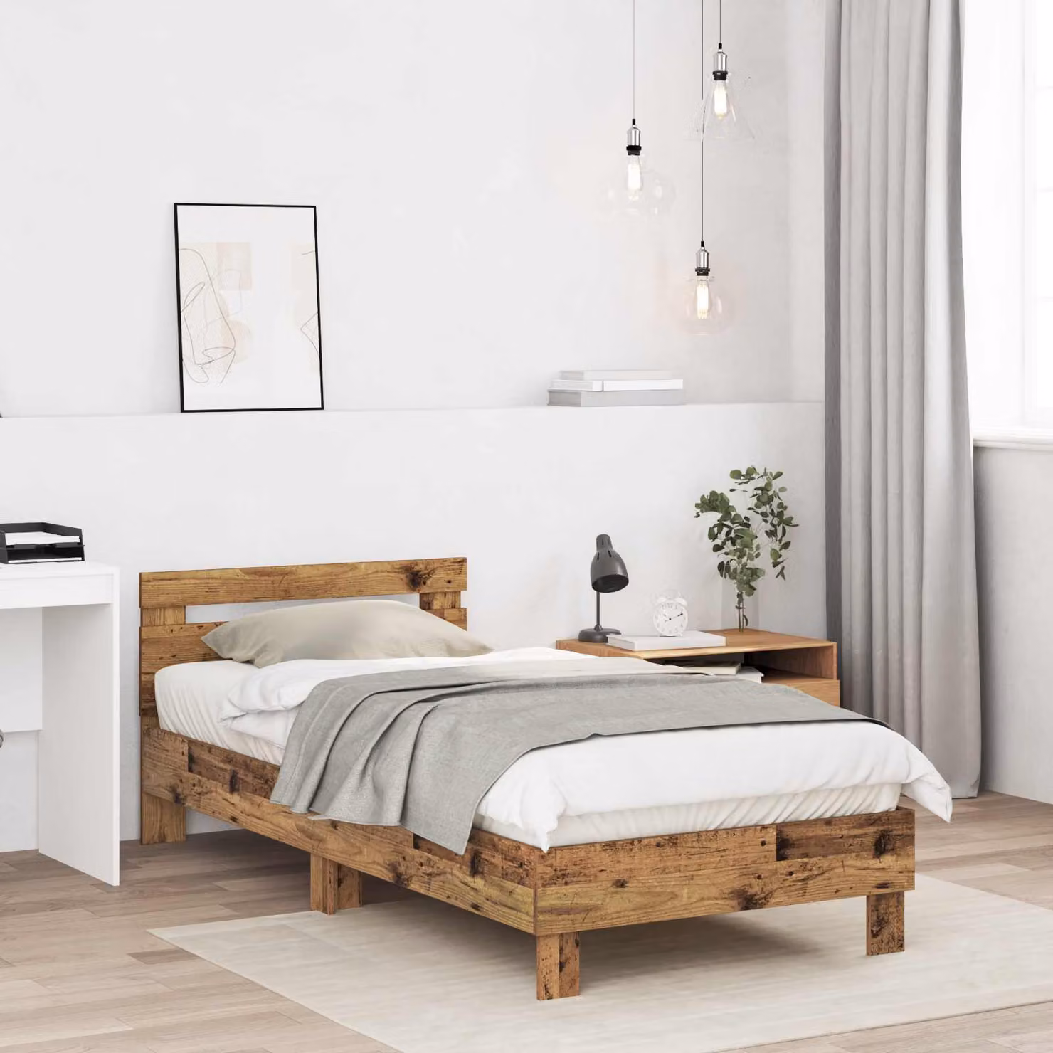 Struttura letto moderna vidaXL in legno color marrone con doghe fisse L 200 x L 80 x H 85 cm