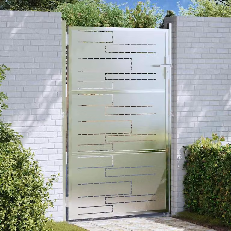 Cancello da giardino singolo vidaXL in acciaio inossidabile argento L: 100 cm, H: 150 cm