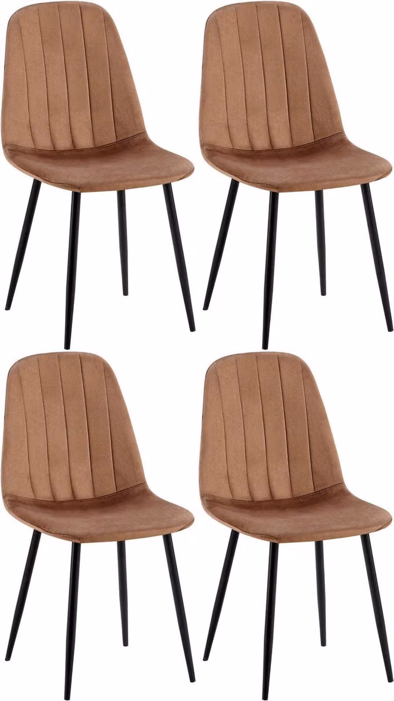 set di 4 sedie da pranzo - rivestimento in velluto - elevato comfort di seduta | Colore: Marrone