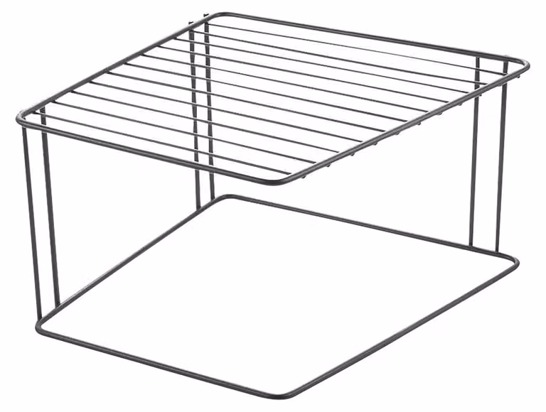 Scaffale a 2 ripiani, nero, in filo di ferro rivestito, dimensioni 25x25x15 cm