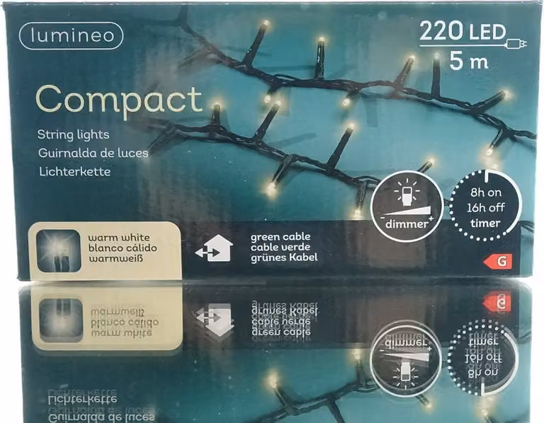 Lumineo LED Fata Compact 500 cm 220 luci bianco caldo