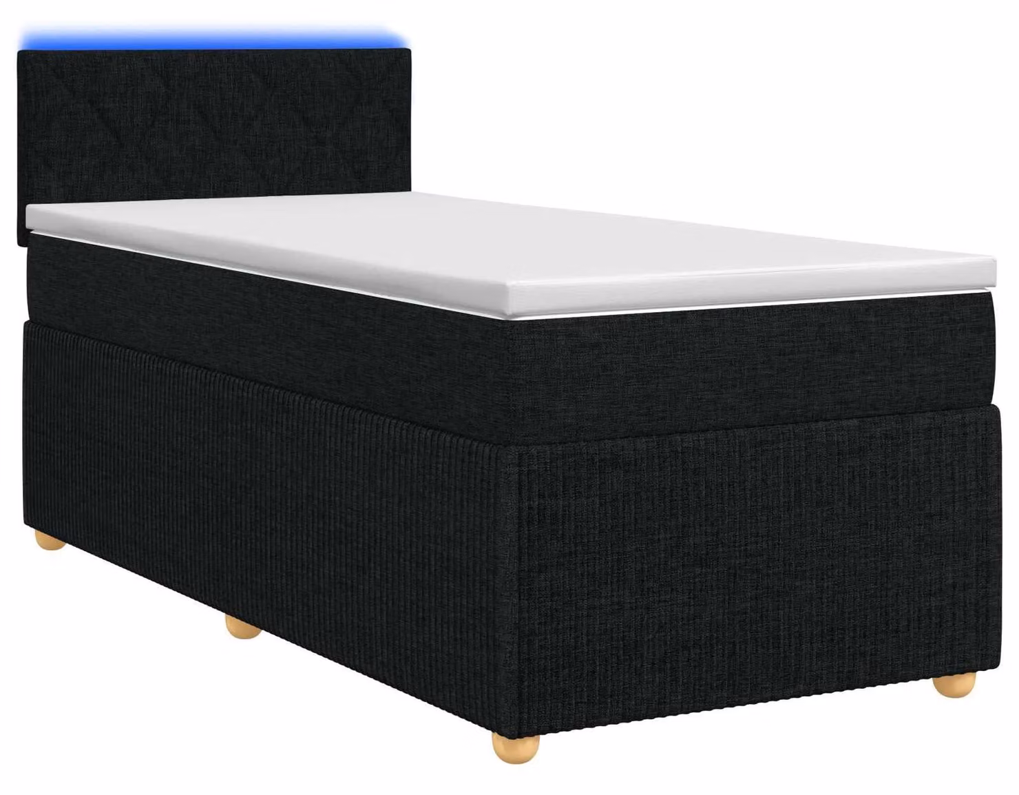 Letto a molle con materasso nero 90 x 200 cm in tessuto