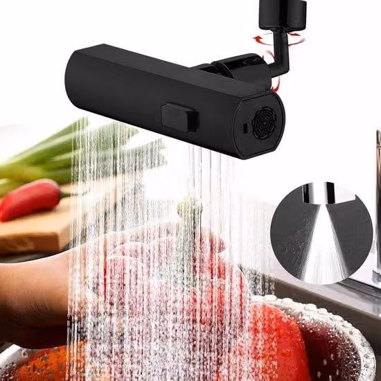 Rubinetto a cascata 3 in 1 con rotazione a 360°, con gruppo lavello nero, a risparmio idrico per la cucina