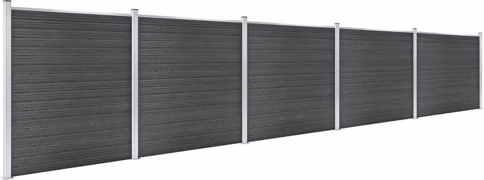 Set Pannelli di Recinzione in WPC 872x186 cm Nero