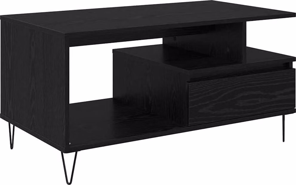 Tavolino da salotto con cassetto Rovere Nero 90 x 49 x 45 cm