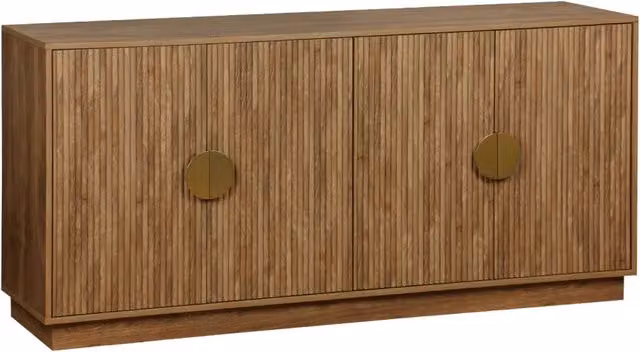 Credenza etnica Sweeek in legno di mango con effetto rigato, colore marrone e oro, L: 160 cm