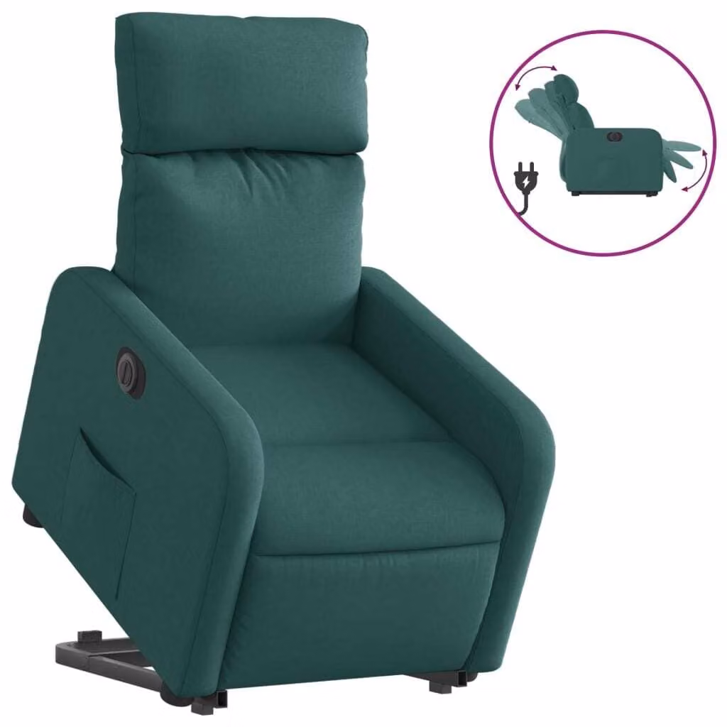 SYFAX™ Poltrona Alzapersona Reclinabile Elettrica Verde Scuro Tessuto