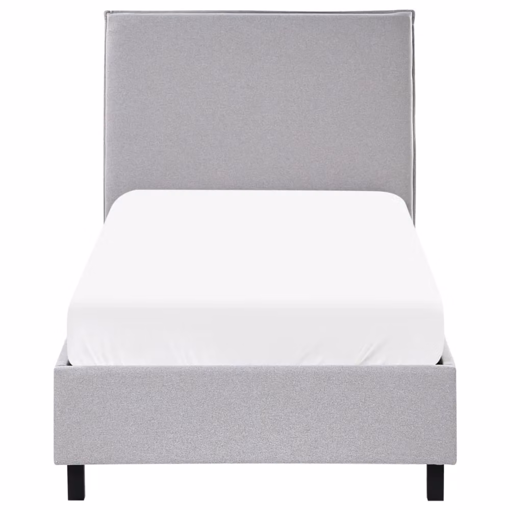 Letto Imbottito Beliani in Tessuto Grigio con Rete a Doghe e Testata Alta Stile Scandinavo L/P/H: 90 x 200 cm – 2