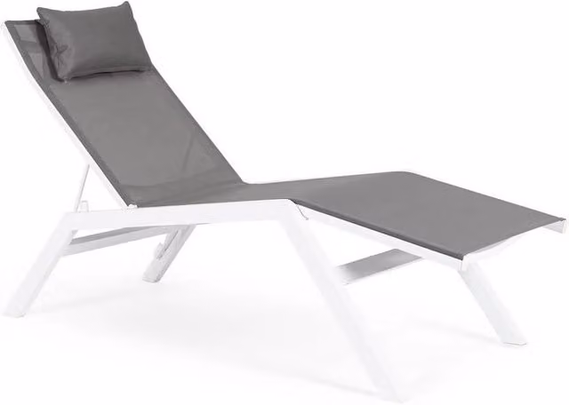 Chaise Longue da Esterno con Poggiatesta in Alluminio e Textilene - SOLIDITY