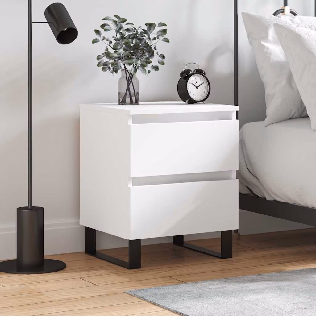 Comodino moderno da parete vidaXL in legno e metallo bianco L 40 cm, P 35 cm, H 50 cm