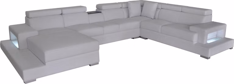 Design Leder Polster Sitz Zimmer Eck Wohn Sofa Couch XXL Designer Garnitur Sofas
