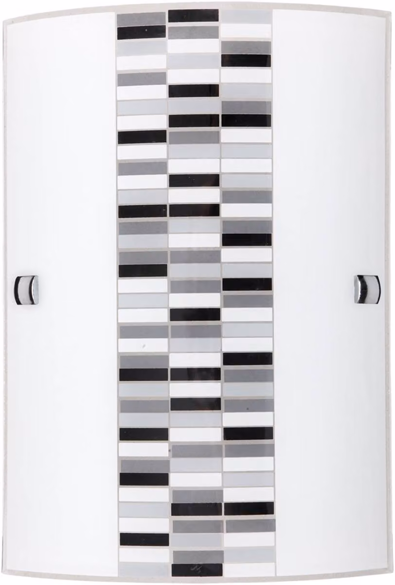 Applique Domino in metallo vetro opalino/ nero/grigio L:18cm H:26cm