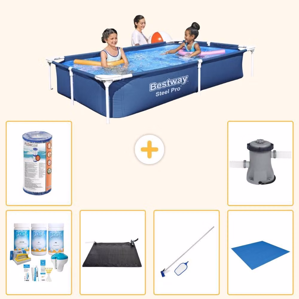 Bestway Steel Pro, piscina rettangolare - 221x150x43 cm - 7 pezzi - Modello S22061