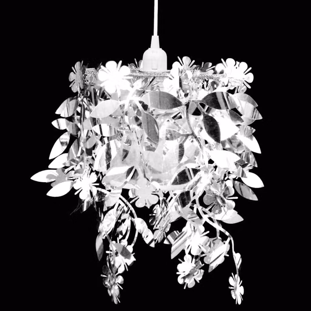 vidaXL Lampadario da Soffitto Sospeso con Foglie e Paillette Argento, L: 21,5 cm, H: 30 cm